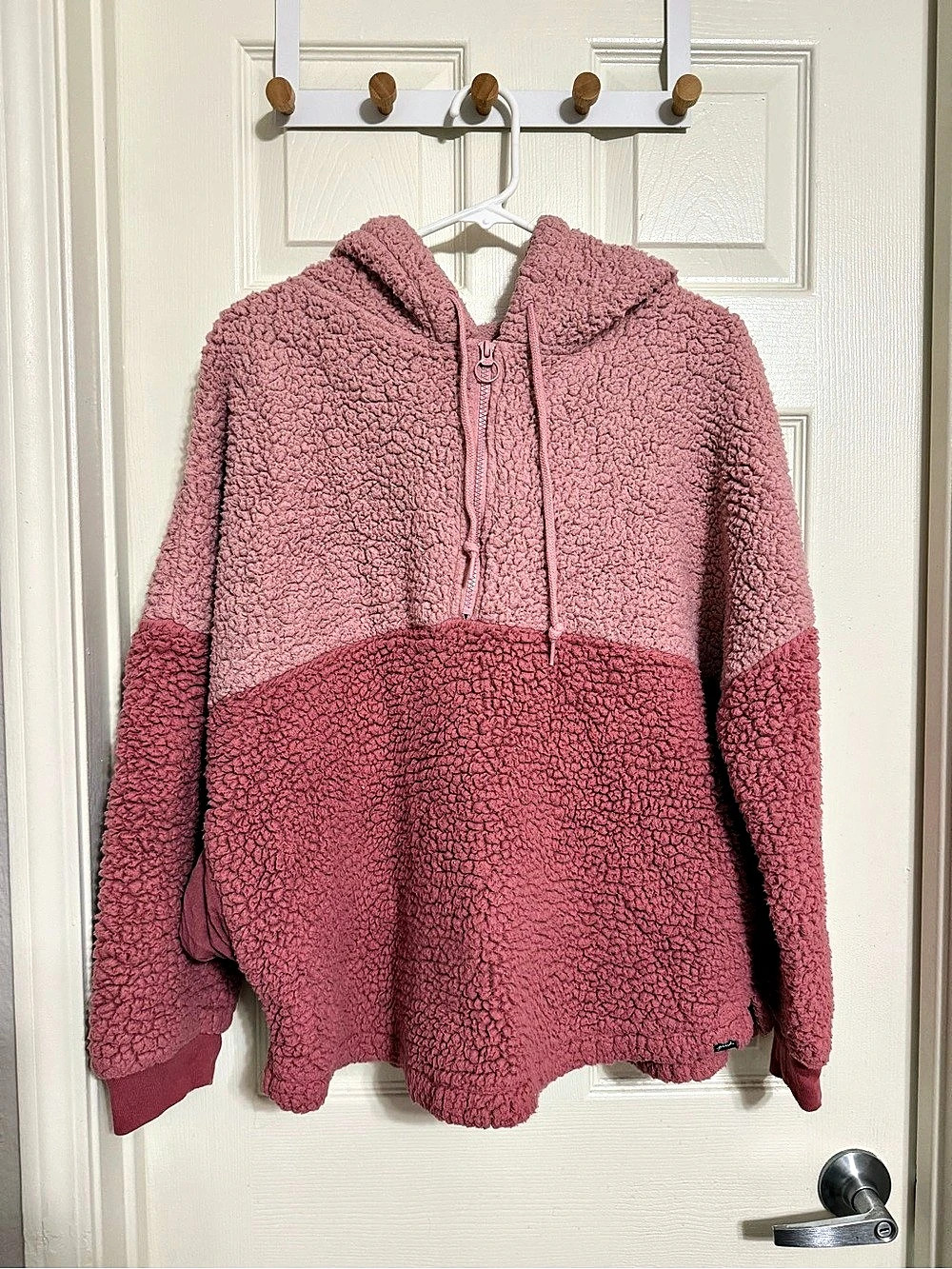 PINK Color Block Fleece Hoodie in Size Medium Like New